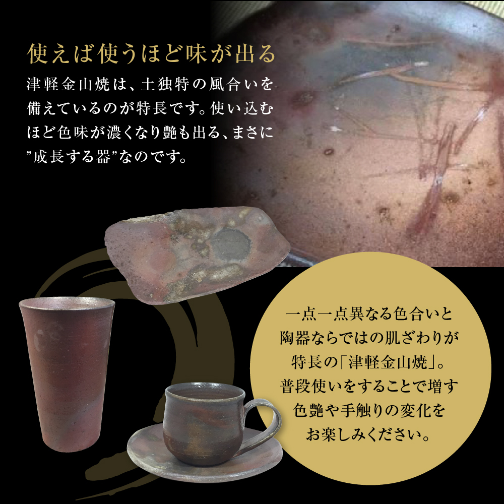【津軽金山焼】 変形皿 2枚 セット（24×13.5×2.5cm）【焼締陶器】 五所川原市 青森県