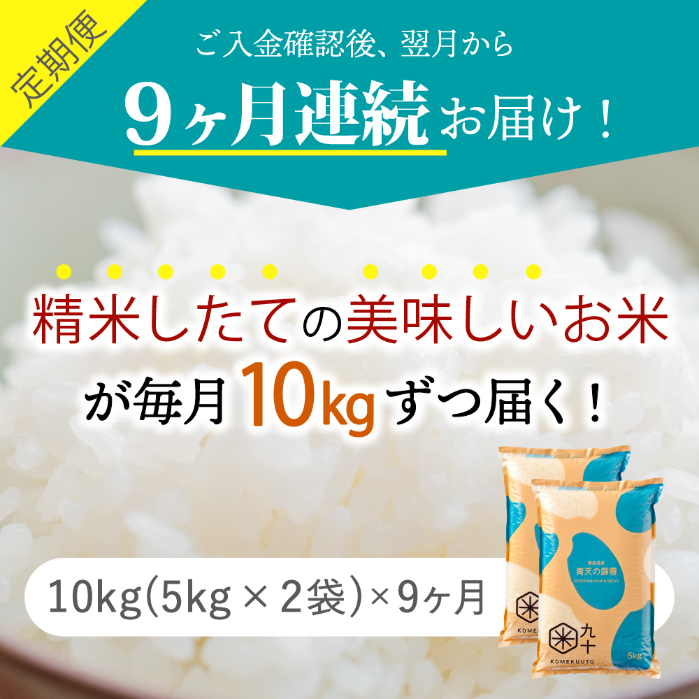 【定期便9ヶ月】 令和7年産 米 青天の霹靂 10kg 青森県産 (精米・5kg×2)