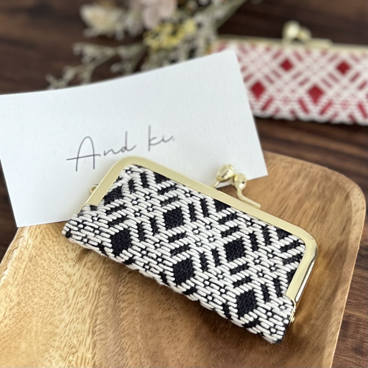 こぎん刺し 印鑑ケース 黒×生成り ハンドメイド 手作り 青森 津軽 五所川原