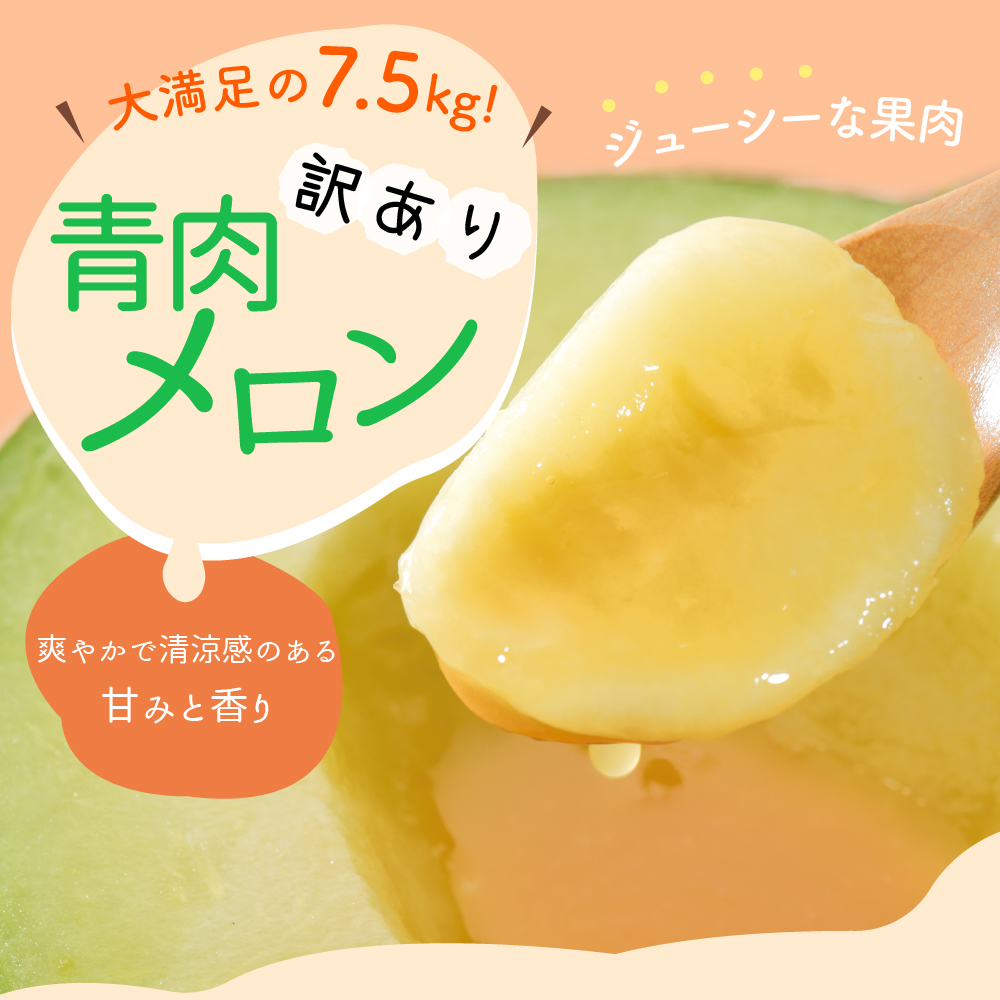 【2026年7月後半発送】【訳あり】 メロン 青肉 約7.5kg 4～8玉 青森県産