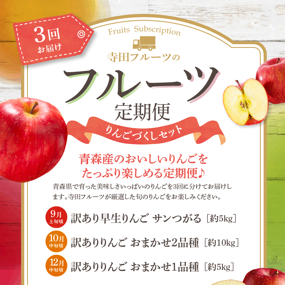【9月発送開始】 フルーツ定期便 3回 【訳あり】 りんごづくしセット