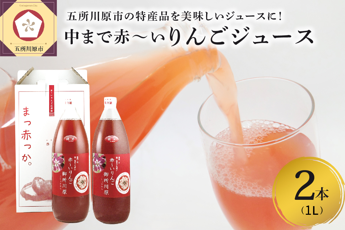 りんごジュース 中まで赤〜いりんごジュース 1L×2本 瓶 五所川原市 青森県