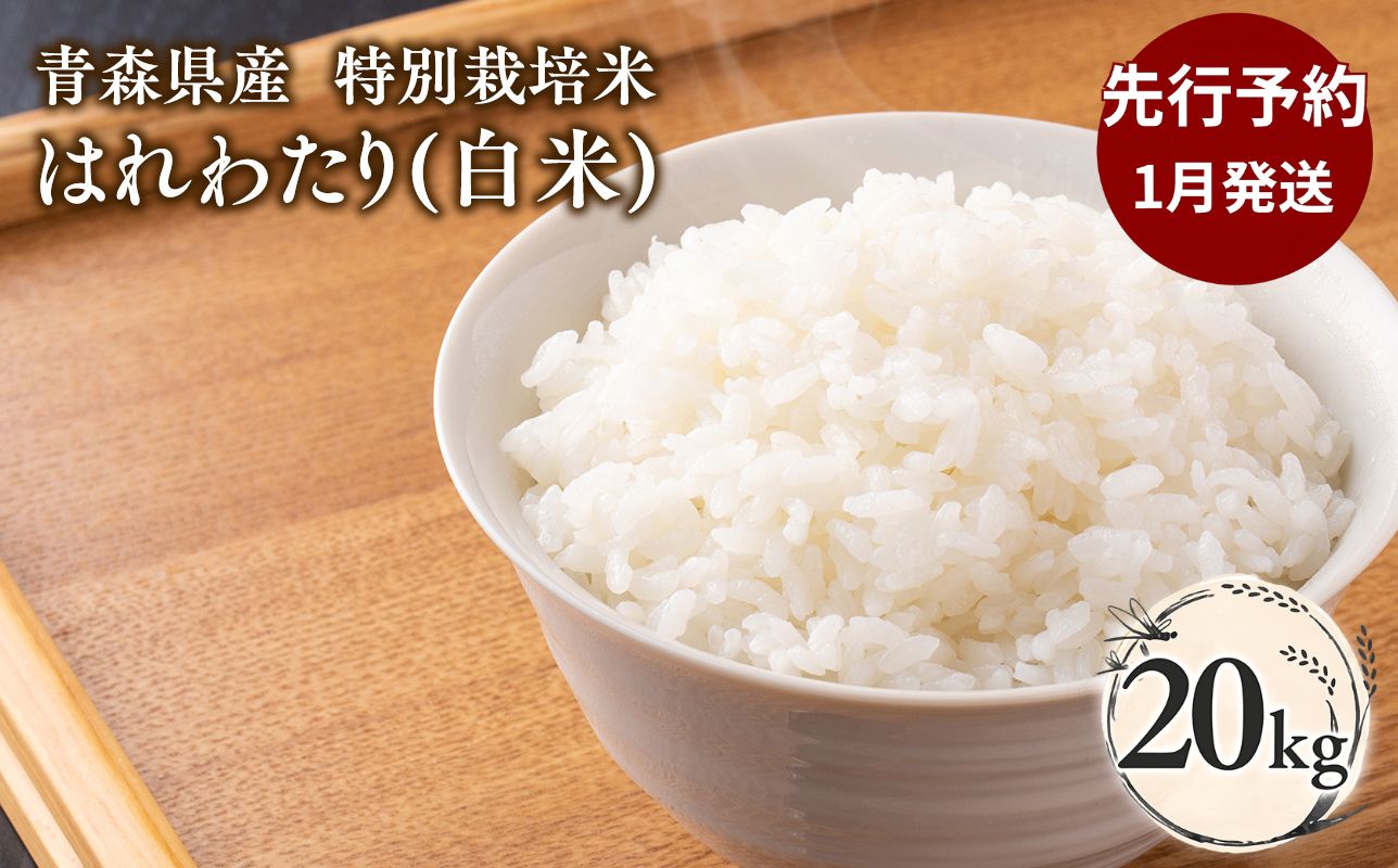 ≪令和8年産 先行予約≫1月中旬よりお届け! 　特別栽培米 はれわたり白米20kg【青森県 平川市】