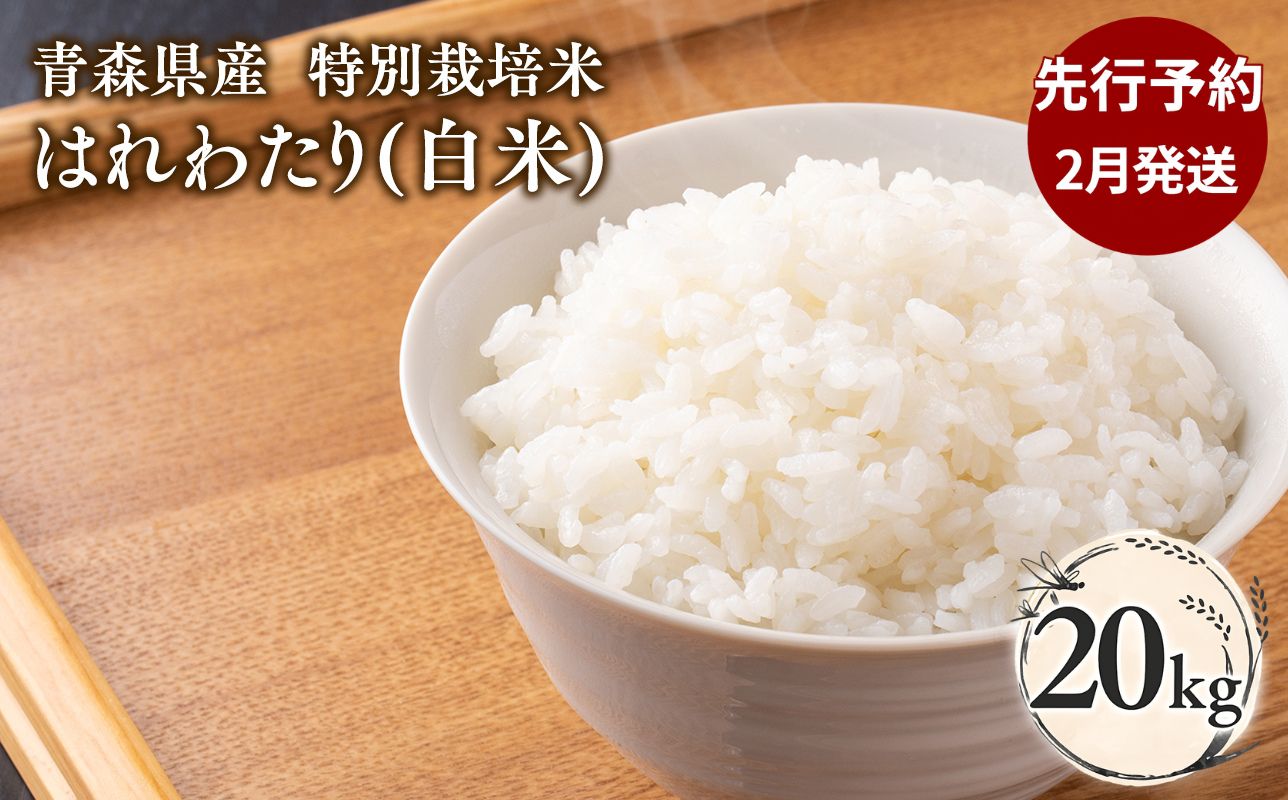 ≪令和8年産 先行予約≫2月中旬よりお届け! 　特別栽培米 はれわたり白米20kg【青森県 平川市】