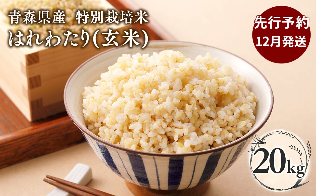 ≪令和8年産 先行予約≫12月中旬よりお届け! 　特別栽培米 はれわたり玄米20kg【青森県 平川市】先行予約 米 お米 玄米 青森県産 産地直送 おにぎり 朝ご飯 冷めてもおいしい ご飯  コメ こめ 白米 ごはん ブランド米 特A 特A米 お取り寄せ グルメ