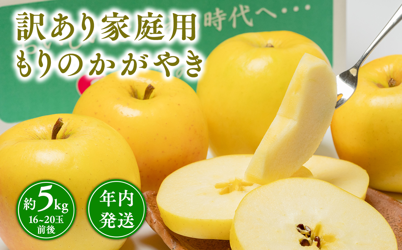 年内発送【訳あり】家庭用 もりのかがやき 約5kg【青森県 平川市 那由多のりんご園】