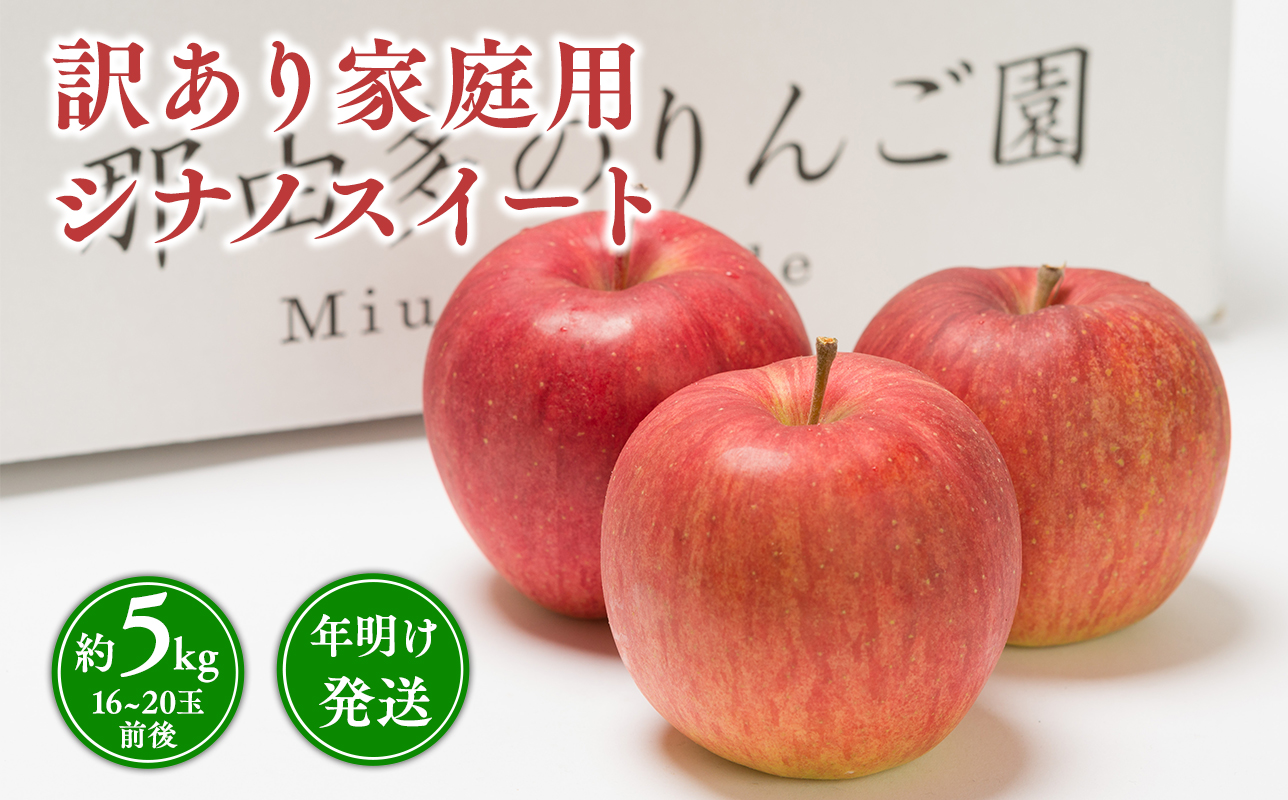 年明け発送 【訳あり】家庭用 シナノスイート 約5kg【青森県 平川市 那由多のりんご園】