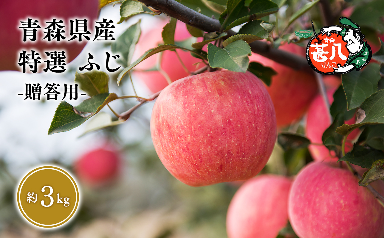 ５〜７月発送　特選　甚八りんごふじ３kg　【マルジンサンアップル　5月　6月　7月　青森県産　平川市　りんご　ふじ　3kg　特選　贈答用】