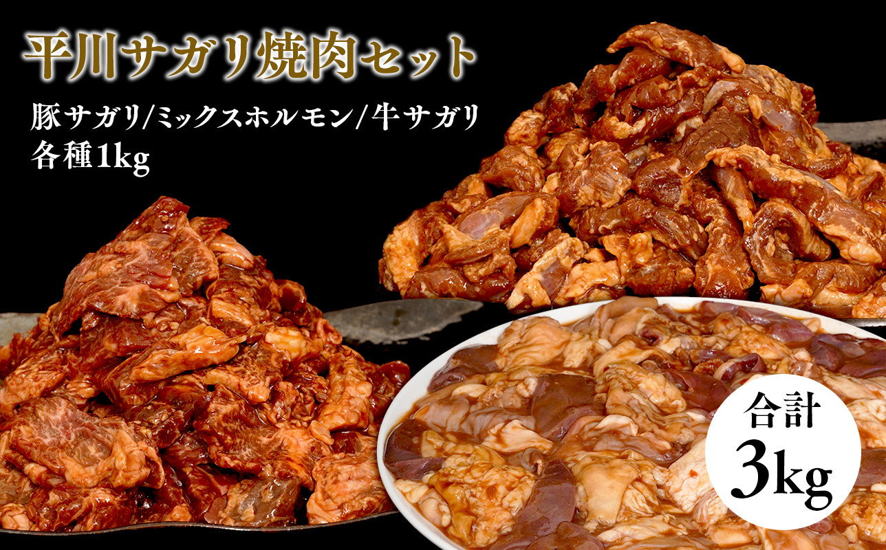 『レジェンド精肉店』としてTVに取りあげられた大人気精肉店！平川サガリ焼肉セット　約3㎏<hi-0029-002>