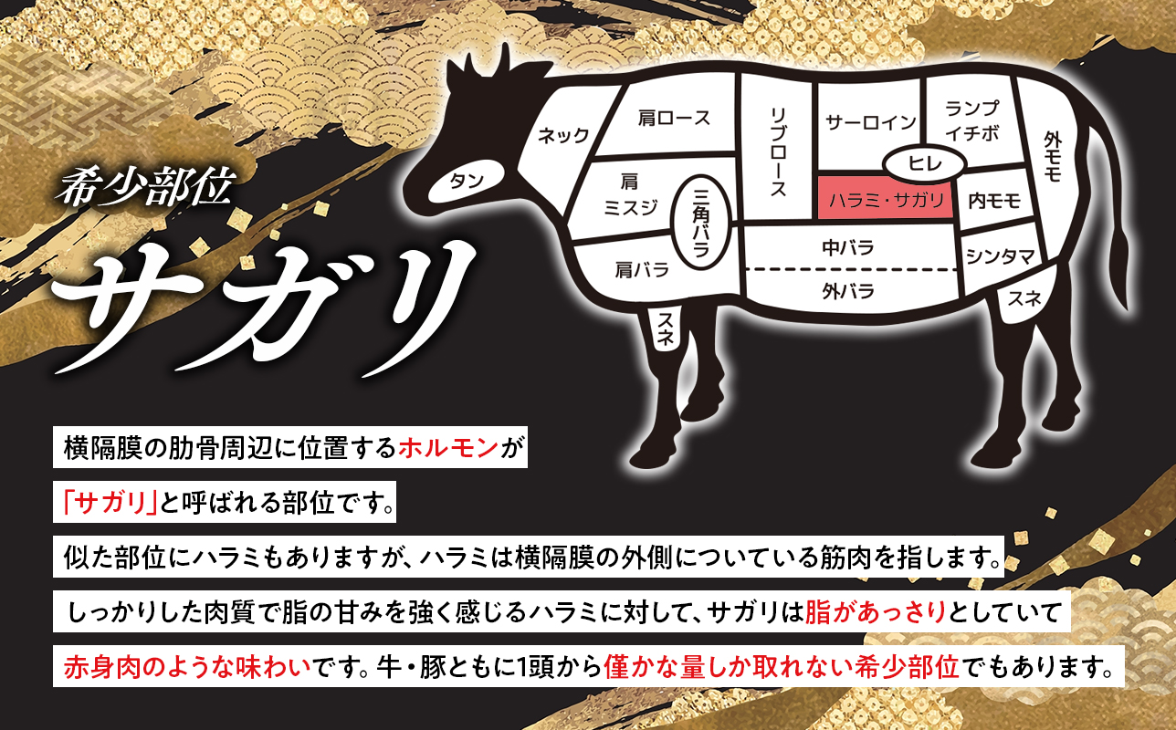 『レジェンド精肉店』としてTVに取りあげられた大人気精肉店！平川サガリ焼肉セット　約3㎏<hi-0029-002>