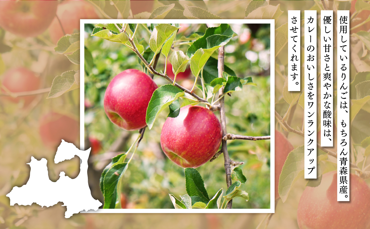 青森県産りんご使用！ごろっと林檎カレー（レトルト）×3個