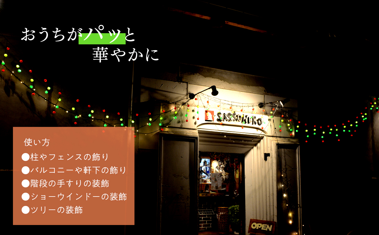 アップルイルミネーション（コントローラ付き・コード2m×3個）【LED】