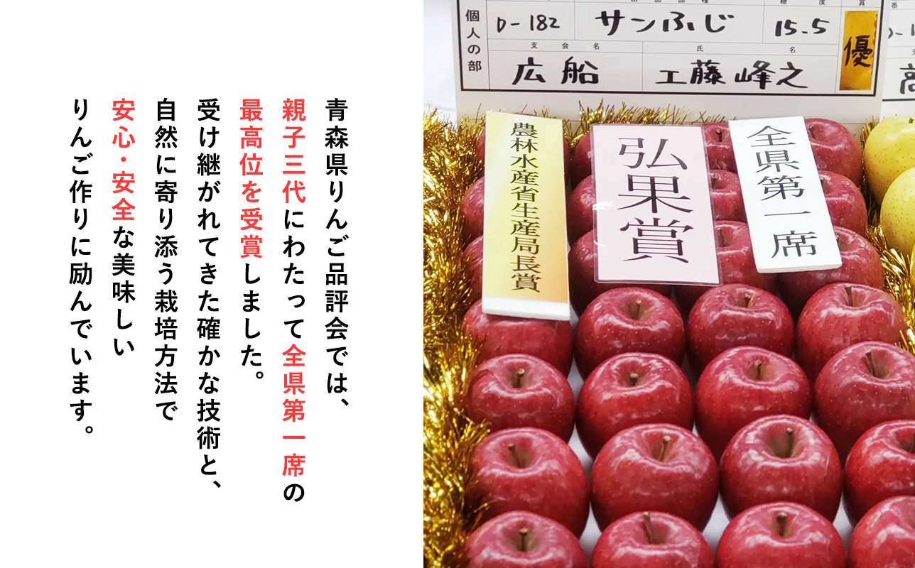 【1月発送】 親子三代最高位のサンふじ約5kg【全国ふじコンテスト最高賞受賞農園・平川市広船産りんご】
