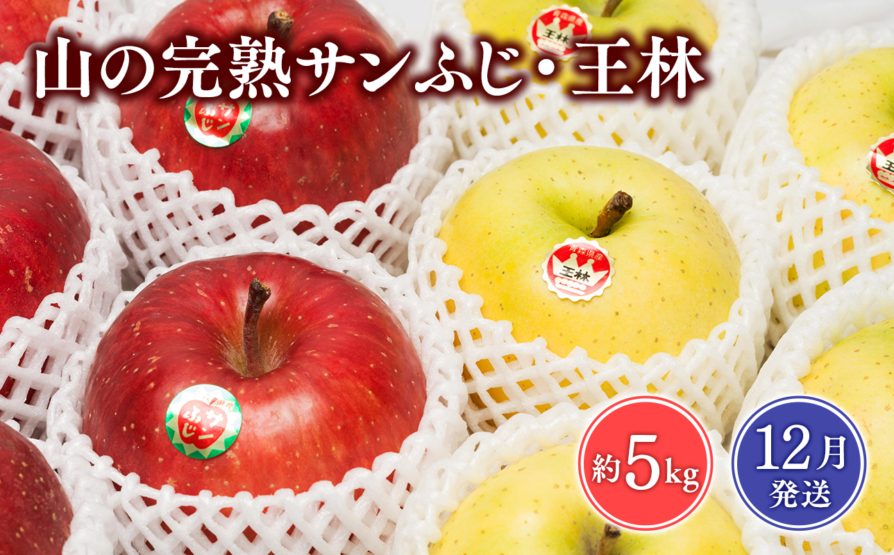 ≪2026年12月発送≫ 山の完熟サンふじ・王林約5kg【青森県 平川市 吹田りんご園】王林 おうりん サンふじ ふじ りんご リンゴ アップル 果物 くだもの フルーツ 平川市産 完熟りんご