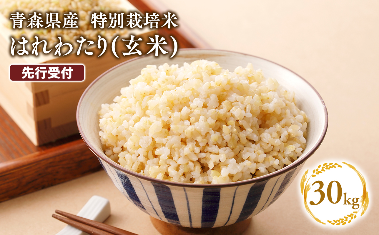 ≪令和8年産 先行予約≫1月上旬よりお届け! 　特別栽培米 はれわたり玄米30kg(10㎏×3袋)【青森県 平川市】先行予約 米 お米 玄米 青森県産 産地直送 おにぎり 朝ご飯 冷めてもおいしい ご飯  コメ こめ 白米 ごはん ブランド米 特A 特A米 お取り寄せ グルメ