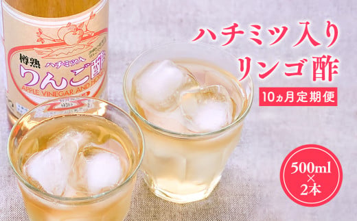 【10/1～掲載終了予定につき寄附金額を見直しました】≪10ヶ月定期便≫ハチミツ入りリンゴ酢 500ml×2本