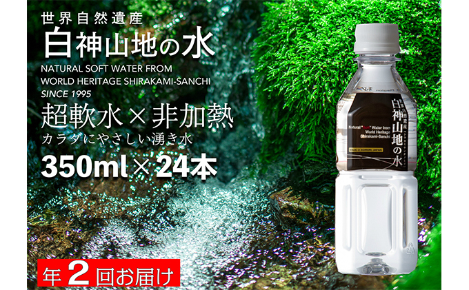 水 定期便 2回 白神山地の水 350ml×24本 ミネラルウォーター 350ミリリットル 軟水 超軟水 赤ちゃん 健康 お水 天然水 小さい ペットボトル 飲料 湧水 災害 防災 備蓄 備蓄水 ローリングストック 災害対策 備蓄用 箱 箱買い 常温 定期