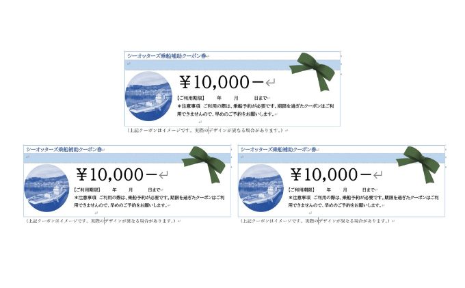 【遊漁船シーオッターズ】乗船補助クーポン3万円分