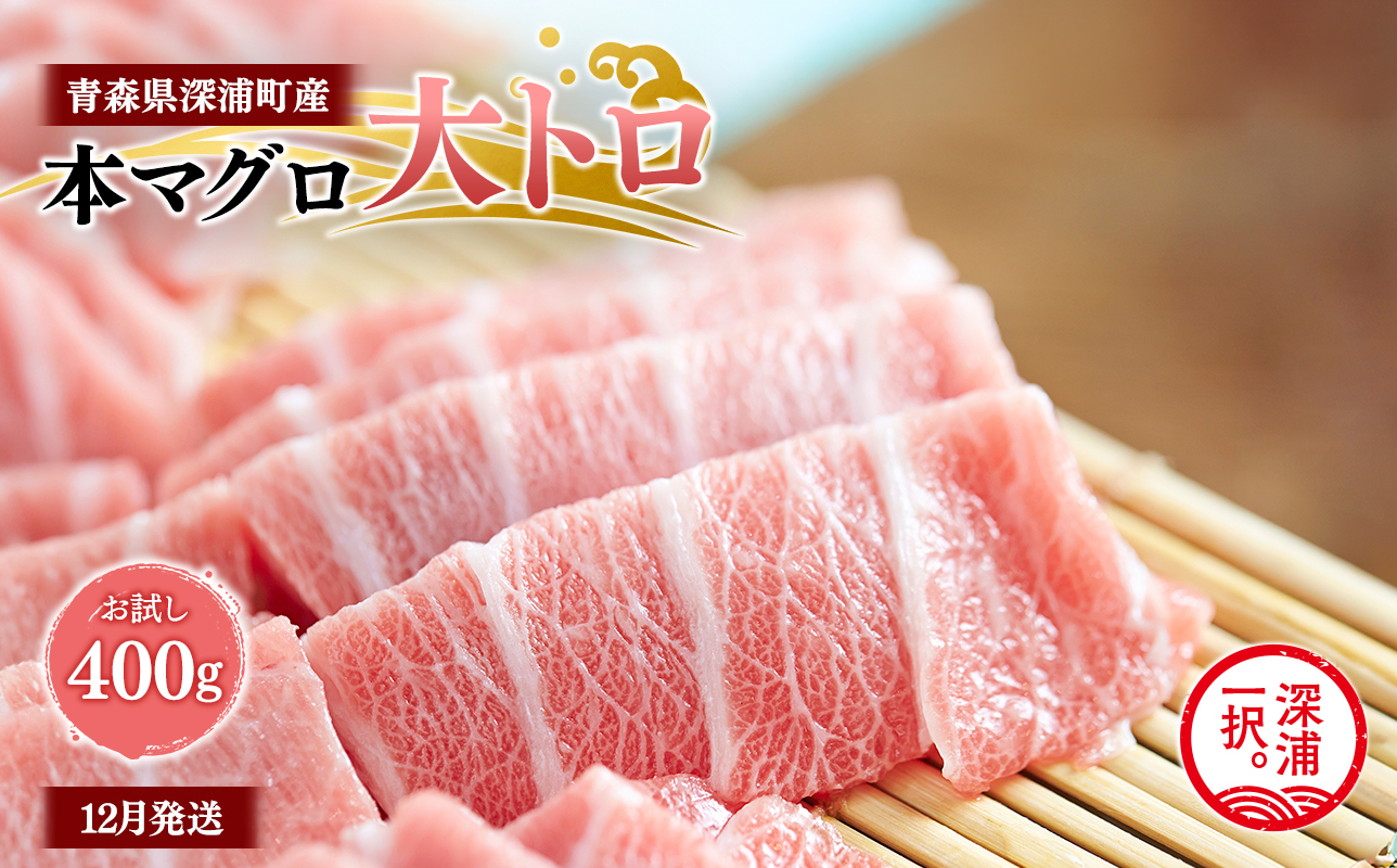 青森県深浦町産 天然本マグロ 大トロ 400g 200g×2 冷凍柵 深浦マグロ 刺身 海鮮 鮪 まぐろ【fu-0015-018_12】