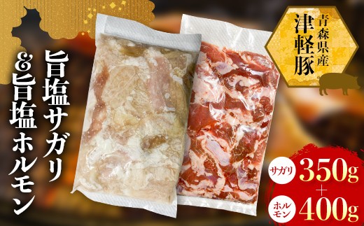 津軽豚の旨塩サガリ&ホルモンセット 750g 【ホルモンショップ あっと】  保存料・化学調味料無添加 豚肉  F41-0047