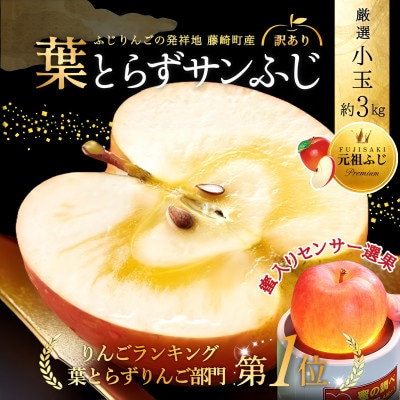 [年明け発送] 葉とらずサンふじ 厳選 小玉 約3kg ご家庭用りんご(訳あり) 青森リンゴ 林檎【配送不可地域：離島・沖縄県】【1558471】
