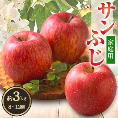 サンふじ 家庭用 約3kg(8〜12個)【配送不可地域：離島・沖縄県】【1240453】
