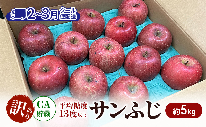 【2-3月 クール便配送】雪国鮮度をと閉じ込めた りんご 【平均糖度13度以上】CA貯蔵 訳あり サンふじ 約5kg リンゴ 果物 青森県 鶴田町