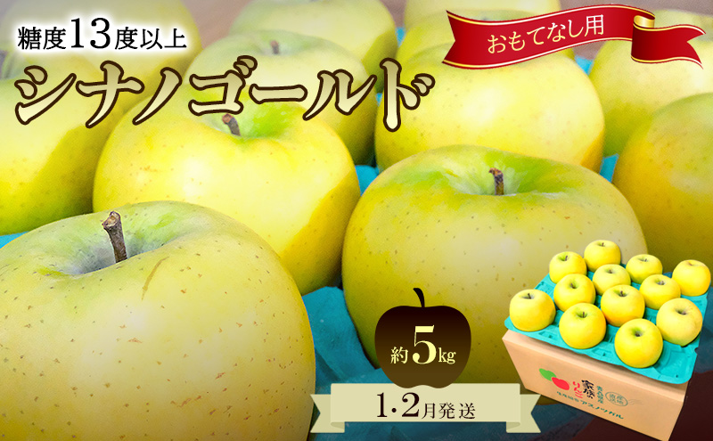 りんご【1月・2月発送】糖度13度以上 おもてなし用 家庭用 シナノゴールド 約5kg【青森りんご  果物 フルーツ デザート 食後 青森県産 産地直送 贈り物】