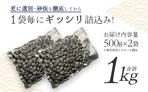 砂抜き済みで手間いらず！冷凍・小川原湖産大和しじみ1kg（500g×2袋）　【02408-0158】