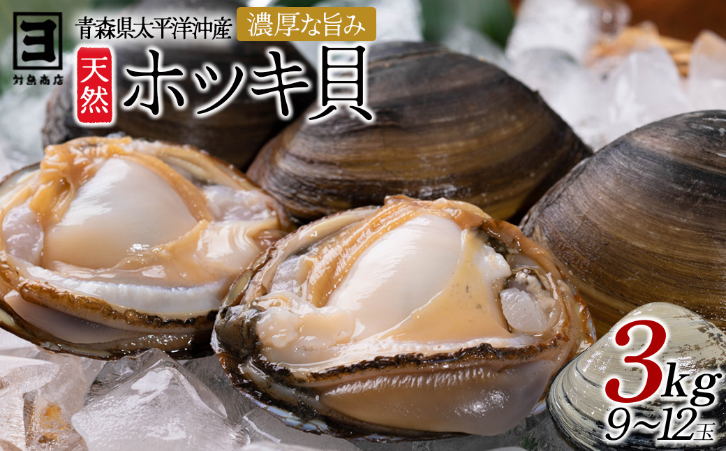 【青森県太平洋沖産】ホッキ貝　約3kg（9〜12玉）　【02408-0167】