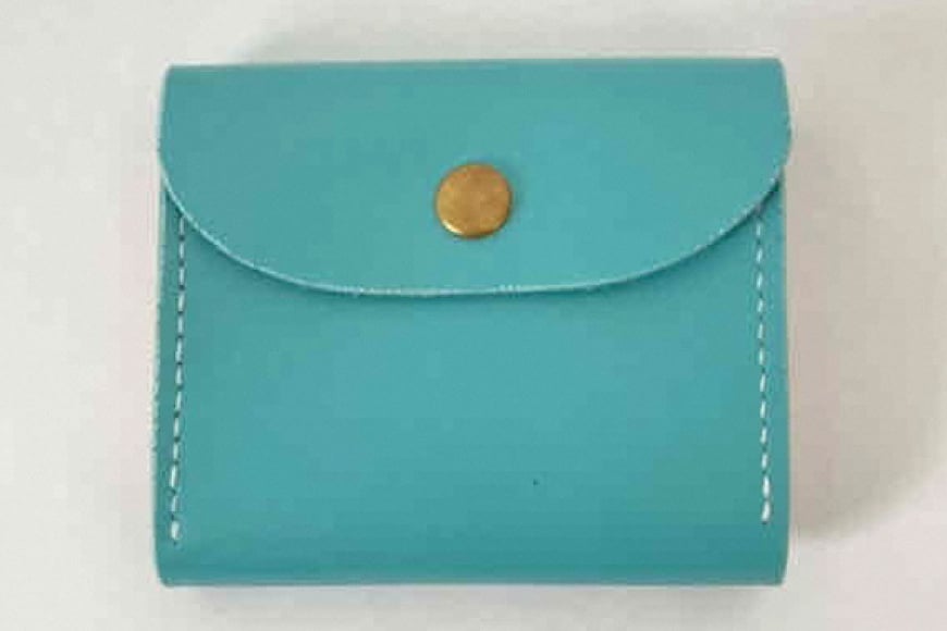 牛革 財布 手作り 三つ折り 財布 1個 おいらせブルー [CBRO.m 青森県 おいらせ町 oi02ayo710002] ブルー ハンドメイド ハーフウォレット 財布 ウォレット 三つ折り財布 コインケース レディース