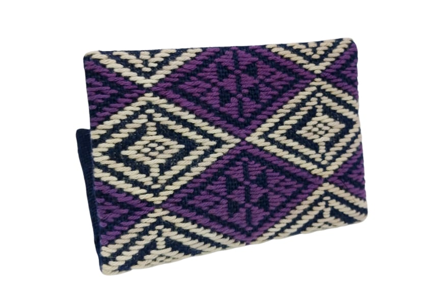 カードケース 名刺入れ 南部菱刺し カード入れ 紫系 1個 [アトリエ縹 おいらせ工房 青森県 おいらせ町 oi02ayo760003] 薄型 レディース メンズ スリム 刺し子 菱刺し