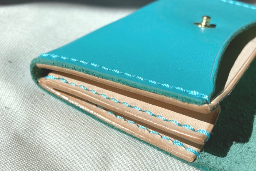 牛革 名刺入れ 1個 おいらせブルー [CBRO.m 青森県 おいらせ町 oi02ayo710007] カードケース ハンドメイド 手作り 青