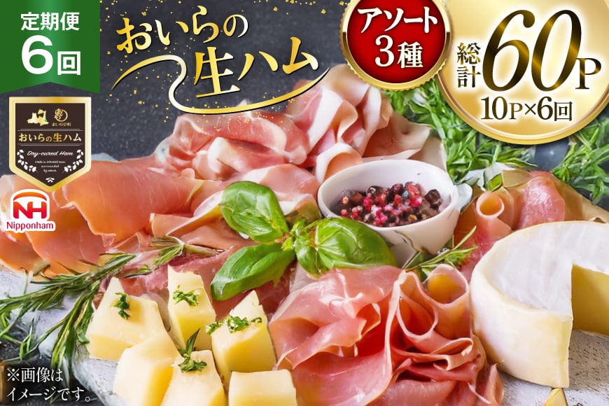 生ハム 6回 定期便 おいらの生ハム アソート セット 計60p [日本ハムマーケティング 青森県 おいらせ町 oi02ayo820005] 詰め合わせ 肩ロース オリーブオイル ハム 日本ハム 日ハム 小分け サラダ おつまみ