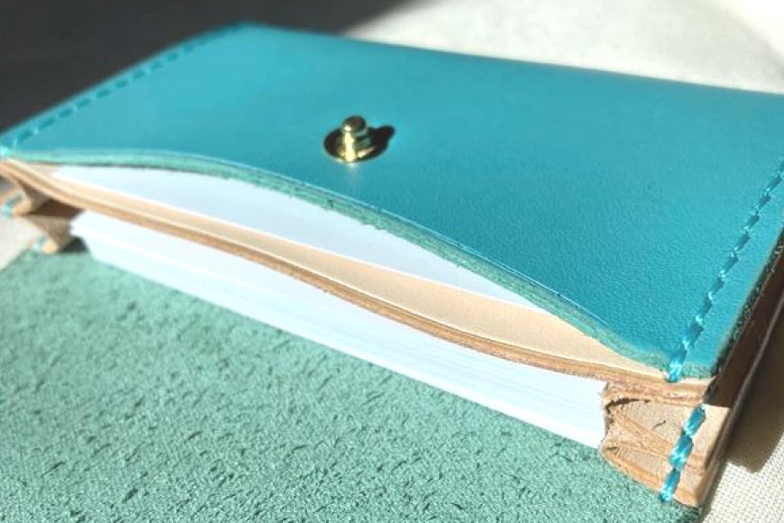 牛革 名刺入れ 1個 おいらせブルー [CBRO.m 青森県 おいらせ町 oi02ayo710007] カードケース ハンドメイド 手作り 青