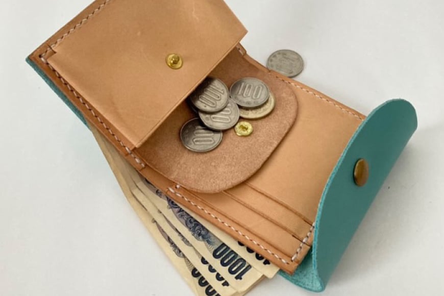 牛革 財布 手作り 三つ折り 財布 1個 おいらせブルー [CBRO.m 青森県 おいらせ町 oi02ayo710002] ブルー ハンドメイド ハーフウォレット 財布 ウォレット 三つ折り財布 コインケース レディース