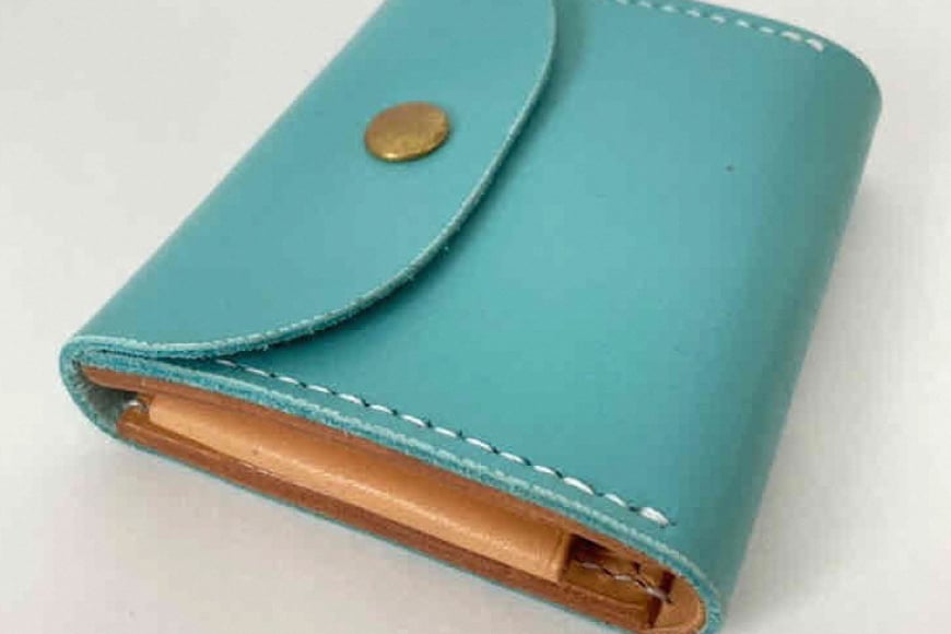 牛革 財布 手作り 三つ折り 財布 1個 おいらせブルー [CBRO.m 青森県 おいらせ町 oi02ayo710002] ブルー ハンドメイド ハーフウォレット 財布 ウォレット 三つ折り財布 コインケース レディース