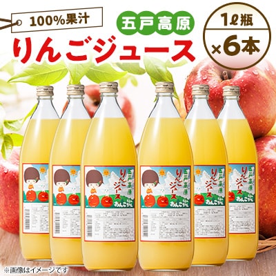 【青森五戸のおんこちゃん】五戸高原りんごジュース100%果汁1L瓶×6本【配送不可地域：離島・沖縄県】【1186855】