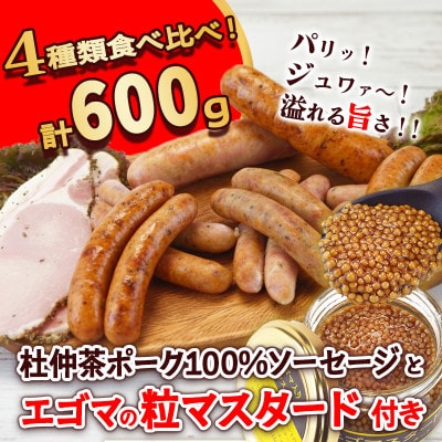 いろいろな味が楽しめる!ポークソーセージ4種600gと特製黄金のマスタード120g(無添加)【配送不可地域：離島】【1683892】
