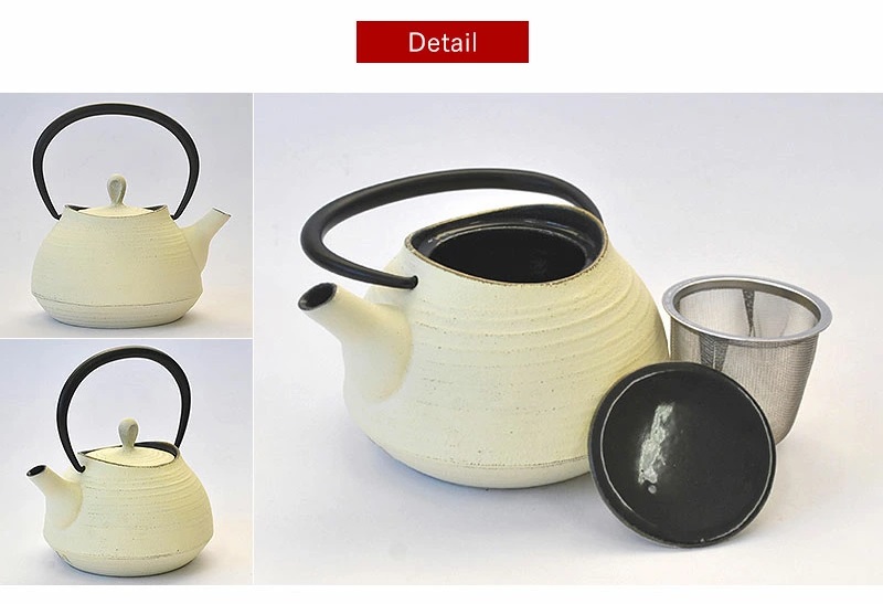 南部鉄器 ティーポット刷毛目0.6L【プレミアムアイボリー】 雑貨 日用品 工芸品 装飾品 