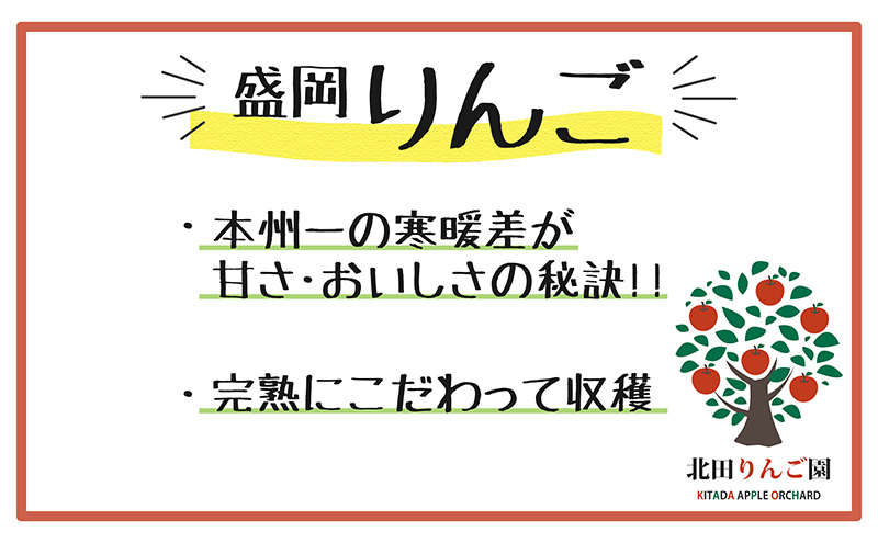 先行予約【1月発送】盛岡 北田りんご園 完熟サンふじ 約5kg（14～20玉）