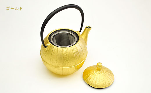 南部鉄器 純金箔ティーポット胡桃0.7L 雑貨 日用品 工芸品 装飾品 