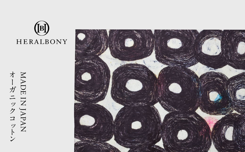 ヘラルボニー ハンカチーフ Sanae Sasaki 「（無題）（丸）」 ハンカチ ファッション コットン 大判 日本製 HERALBONY 岩手県 盛岡市