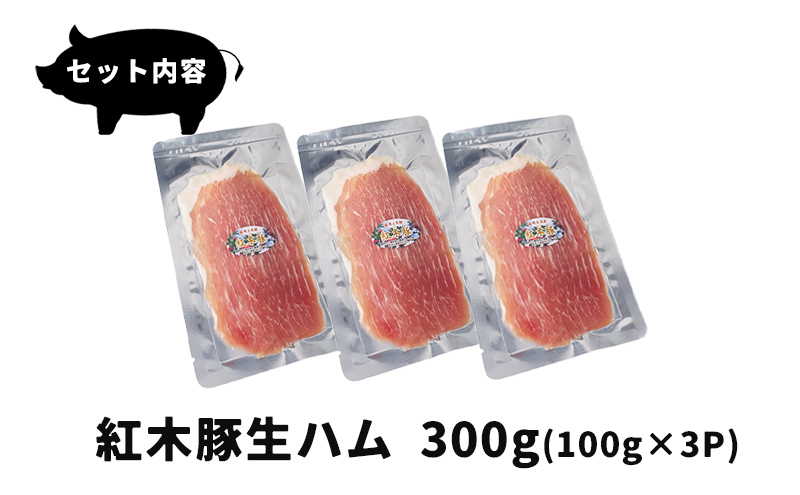 生ハム 紅木豚 300g 100g×3P ブランド豚 盛岡三元豚 なまはむ 豚肉 こうぼくとん こだわり 高級 手土産 おつまみ 贈答 お土産 贈り物 プレゼント パーティ サラダ 小分け ワイン 家飲み 贅沢 冷凍 国産 特産品 岩手県 盛岡市 東北 岩手 盛岡 有限会社トゥレイス