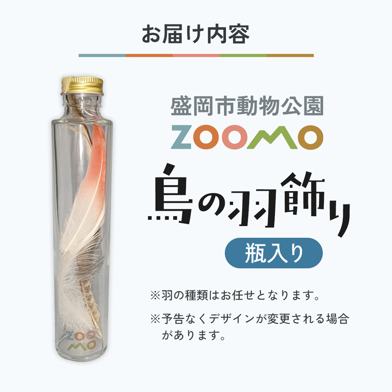 ZOOMO 鳥の羽飾り 盛岡市動物公園 ZOOMO オリジナル インテリア オリジナルグッズ グッズ 置物 おしゃれ かわいい 飾り 瓶飾り 雑貨 小物雑貨 動物園 動物愛護 支援 岩手 岩手県 盛岡市
