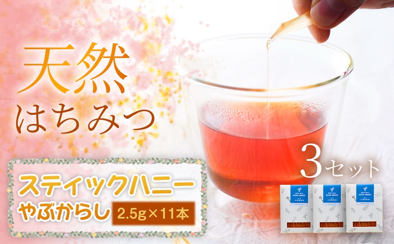 【贅沢はちみつ習慣】美容パックにも最適！スティックハニー やぶからし 2.5g×11本×3セット　岩手 盛岡市 国産 蜂蜜 無添加 無加工 天然 濃厚 上品な香り スイーツ ご褒美 美容 健康食品 免疫力 美肌 ギフト プレゼント