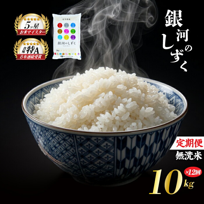 銀河のしずく 無洗米 10kg 5kg×2袋 米 定期便 12回 12ヶ月 連続 お届け 盛岡市産 いわて米 ブランド米 精米 白米 米 お米 こめ コメ ライス ご飯 ごはん 美味しい おすすめ贈り物 ぎんがのしずく 国産 産地直送 盛岡 佐々木米穀店