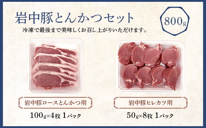 岩中豚 とんかつセット 合計約800g 豚肉 ロース ヒレカツ用 国産 銘柄豚 詰め合わせ トンカツ ヒレカツ 揚げ物 お肉 ブランド豚 料理 晩ごはん 夕食 惣菜 おかず 贅沢 厳選 絶品 お取り寄せ 岩手県 盛岡市 東北 岩手 盛岡 株式会社ベルジョイス jois004