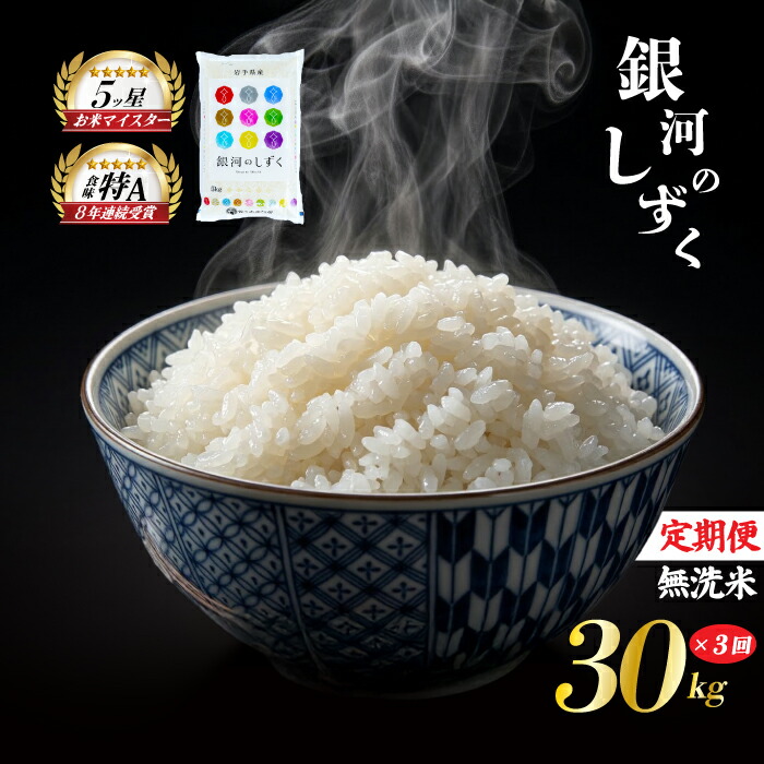 銀河のしずく 無洗米 30kg 5kg×6袋 米 定期便 3回 3ヶ月 連続 お届け 盛岡市産 いわて米 ブランド米 精米 白米 米 お米 こめ コメ ライス ご飯 ごはん 美味しい おすすめ贈り物 ぎんがのしずく 国産 産地直送 盛岡 佐々木米穀店