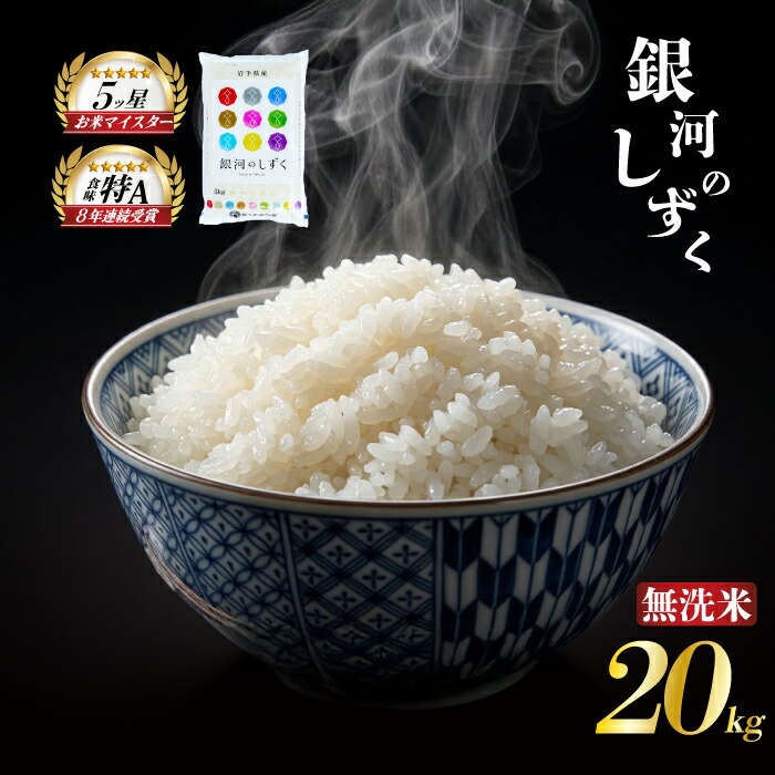 銀河のしずく 無洗米 20kg 5kg×4袋 令和7年産 盛岡市産 岩手 米 お米 白米 ブランド米 精米 ぎんがのしずく 白米 米 お米 こめ コメ ライス ご飯 ごはん 美味しい 贈り物 国産 岩手県 盛岡市 お取り寄せ 産地直送 盛岡 佐々木米穀店